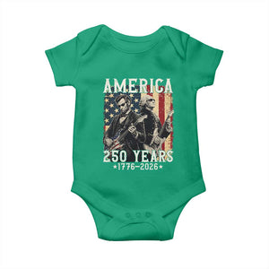 George Washington Abe Lincoln Playing Guitar Baby Onesie USA 250th Anniversary Guitarist Graphic TS12 Irish Green Print Your Wear