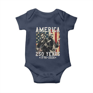 George Washington Abe Lincoln Playing Guitar Baby Onesie USA 250th Anniversary Guitarist Graphic TS12 Navy Print Your Wear