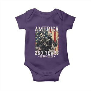 George Washington Abe Lincoln Playing Guitar Baby Onesie USA 250th Anniversary Guitarist Graphic TS12 Purple Print Your Wear
