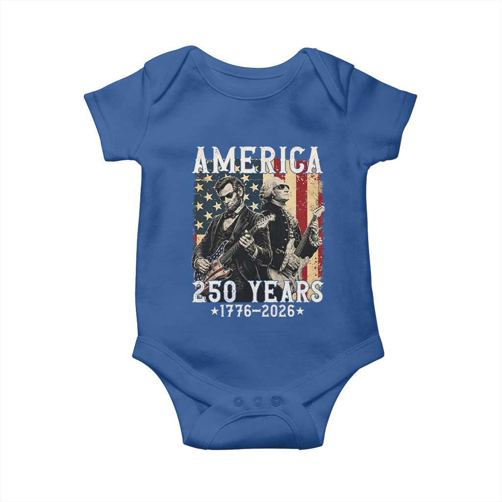 George Washington Abe Lincoln Playing Guitar Baby Onesie USA 250th Anniversary Guitarist Graphic TS12 Royal Blue Print Your Wear