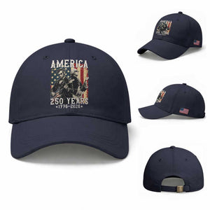 George Washington Abe Lincoln Playing Guitar Baseball Cap USA 250th Anniversary Guitarist Graphic TS12 Baseball Cap Universal Fit Navy Print Your Wear