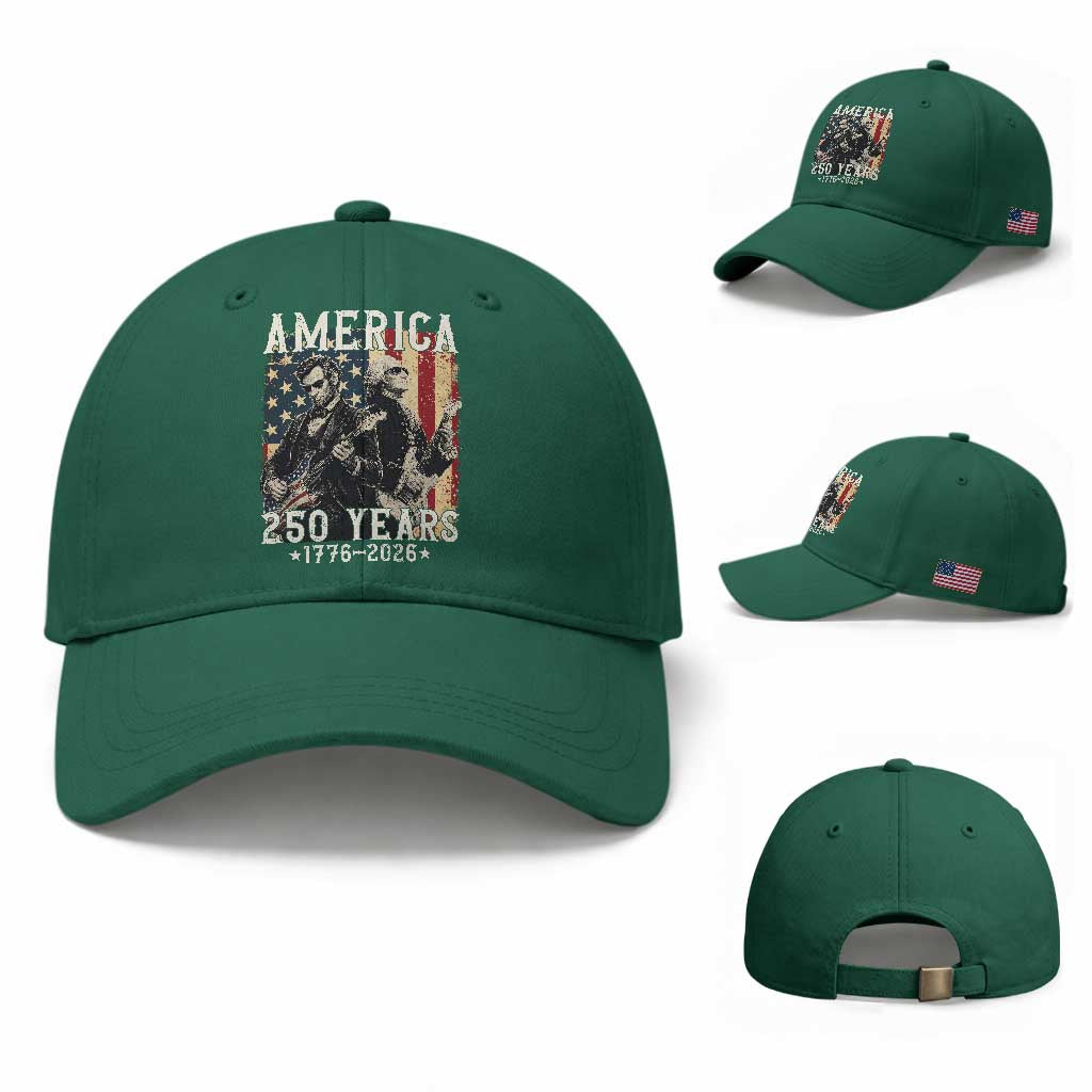 George Washington Abe Lincoln Playing Guitar Baseball Cap USA 250th Anniversary Guitarist Graphic TS12 Baseball Cap Universal Fit Irish Green Print Your Wear