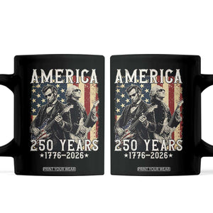 George Washington Abe Lincoln Playing Guitar Coffee Mug USA 250th Anniversary Guitarist Graphic TS12 Black Print Your Wear