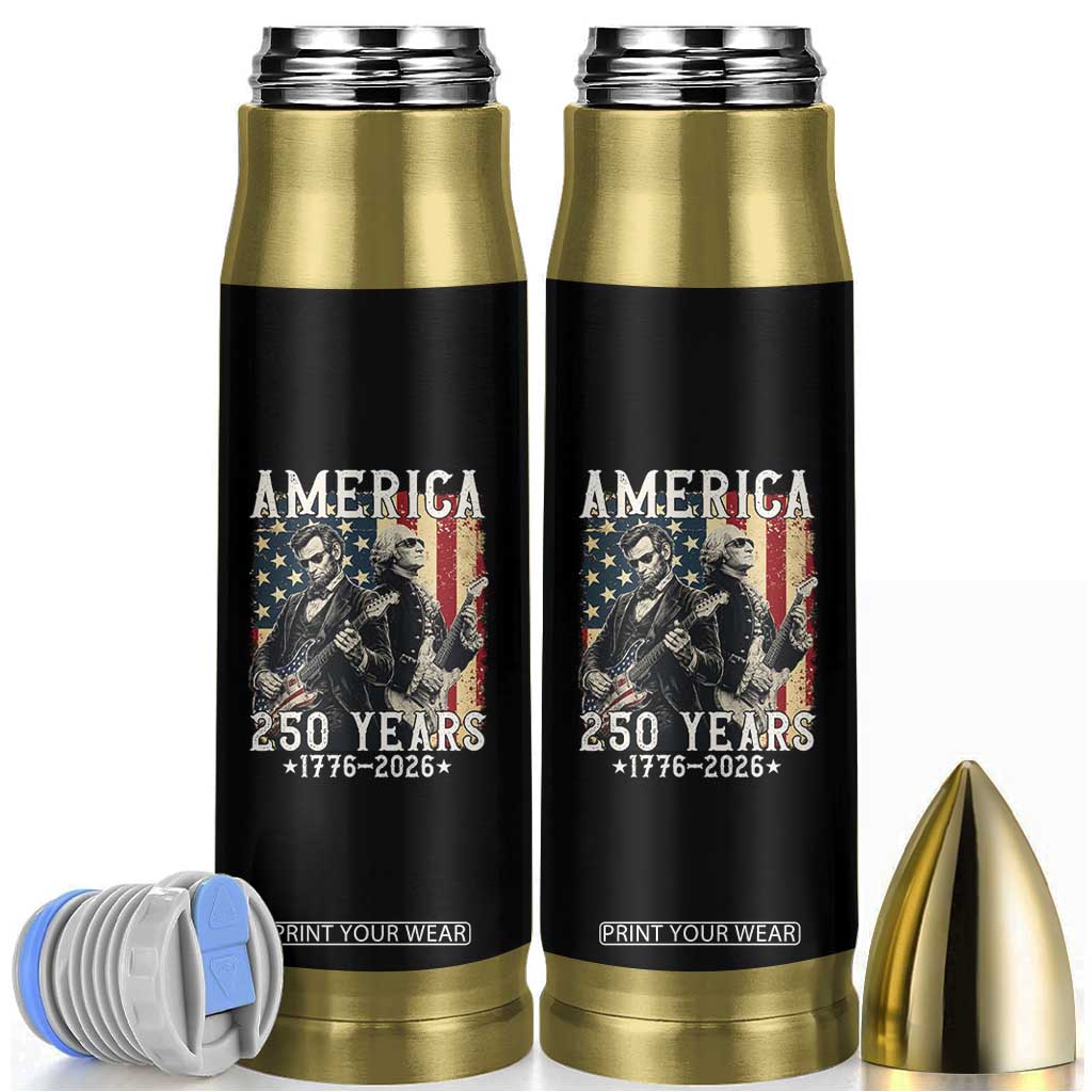 George Washington Abe Lincoln Playing Guitar Bullet Tumbler USA 250th Anniversary Guitarist Graphic TS12 Black Print Your Wear