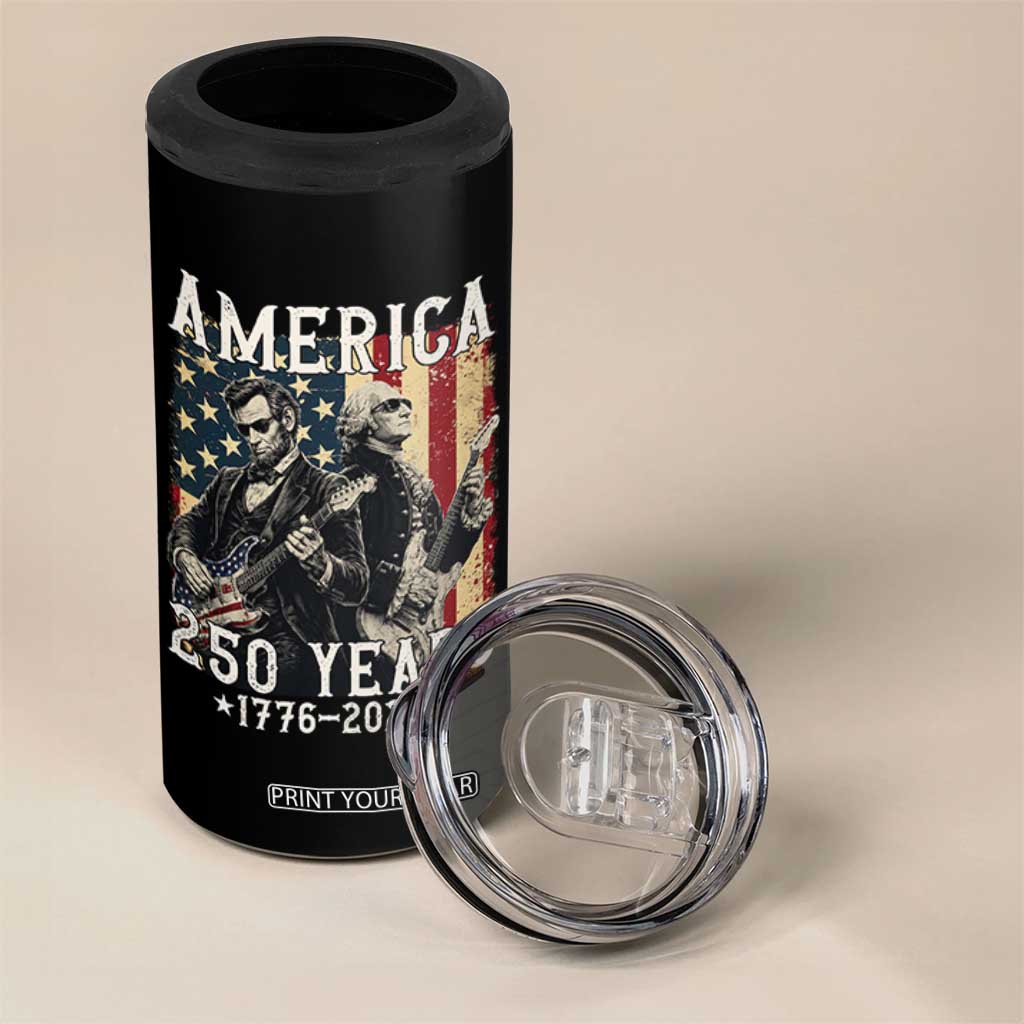 George Washington Abe Lincoln Playing Guitar 4 in 1 Can Cooler Tumbler USA 250th Anniversary Guitarist Graphic TS12 Print Your Wear