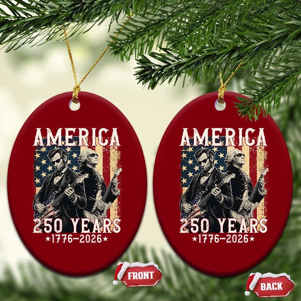 George Washington Abe Lincoln Playing Guitar Ceramic Ornament USA 250th Anniversary Guitarist Graphic TS12 Print Your Wear