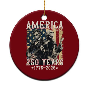 George Washington Abe Lincoln Playing Guitar Ceramic Ornament USA 250th Anniversary Guitarist Graphic TS12 1pc Red Print Your Wear