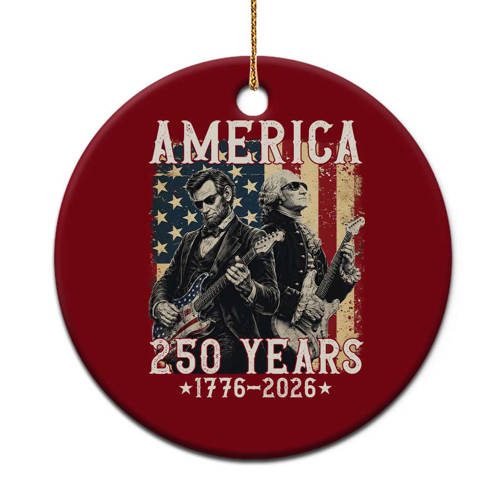 George Washington Abe Lincoln Playing Guitar Ceramic Ornament USA 250th Anniversary Guitarist Graphic
