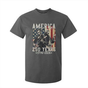 George Washington Abe Lincoln Playing Guitar T Shirt For Kid USA 250th Anniversary Guitarist Graphic TS12 Dark Heather Print Your Wear