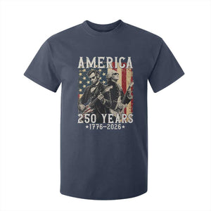 George Washington Abe Lincoln Playing Guitar T Shirt For Kid USA 250th Anniversary Guitarist Graphic TS12 Navy Print Your Wear