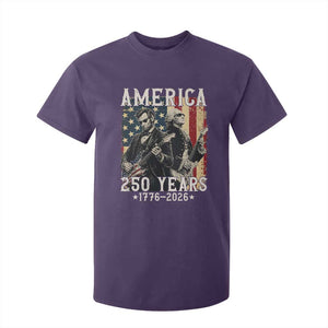 George Washington Abe Lincoln Playing Guitar T Shirt For Kid USA 250th Anniversary Guitarist Graphic TS12 Purple Print Your Wear