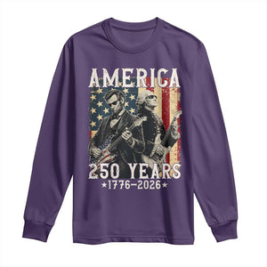 George Washington Abe Lincoln Playing Guitar Long Sleeve Shirt USA 250th Anniversary Guitarist Graphic TS12 Purple Print Your Wear