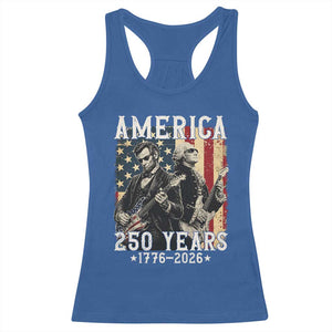 George Washington Abe Lincoln Playing Guitar Racerback Tank Top USA 250th Anniversary Guitarist Graphic