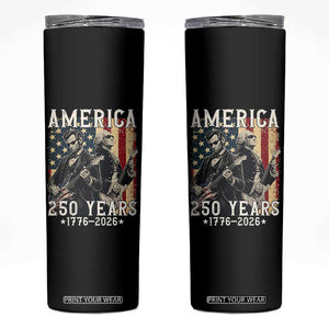 George Washington Abe Lincoln Playing Guitar Skinny Tumbler USA 250th Anniversary Guitarist Graphic TS12 Black Print Your Wear