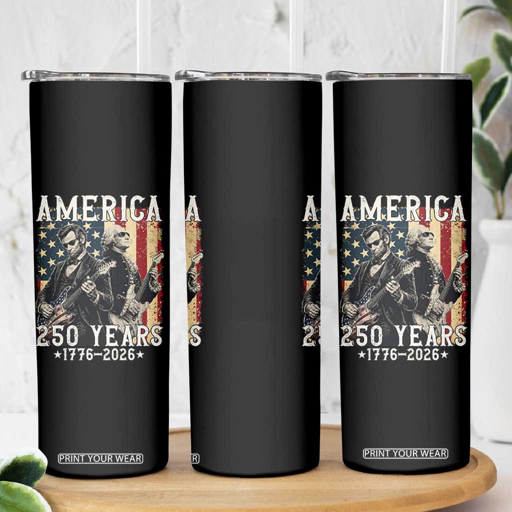 George Washington Abe Lincoln Playing Guitar Skinny Tumbler USA 250th Anniversary Guitarist Graphic TS12 Print Your Wear