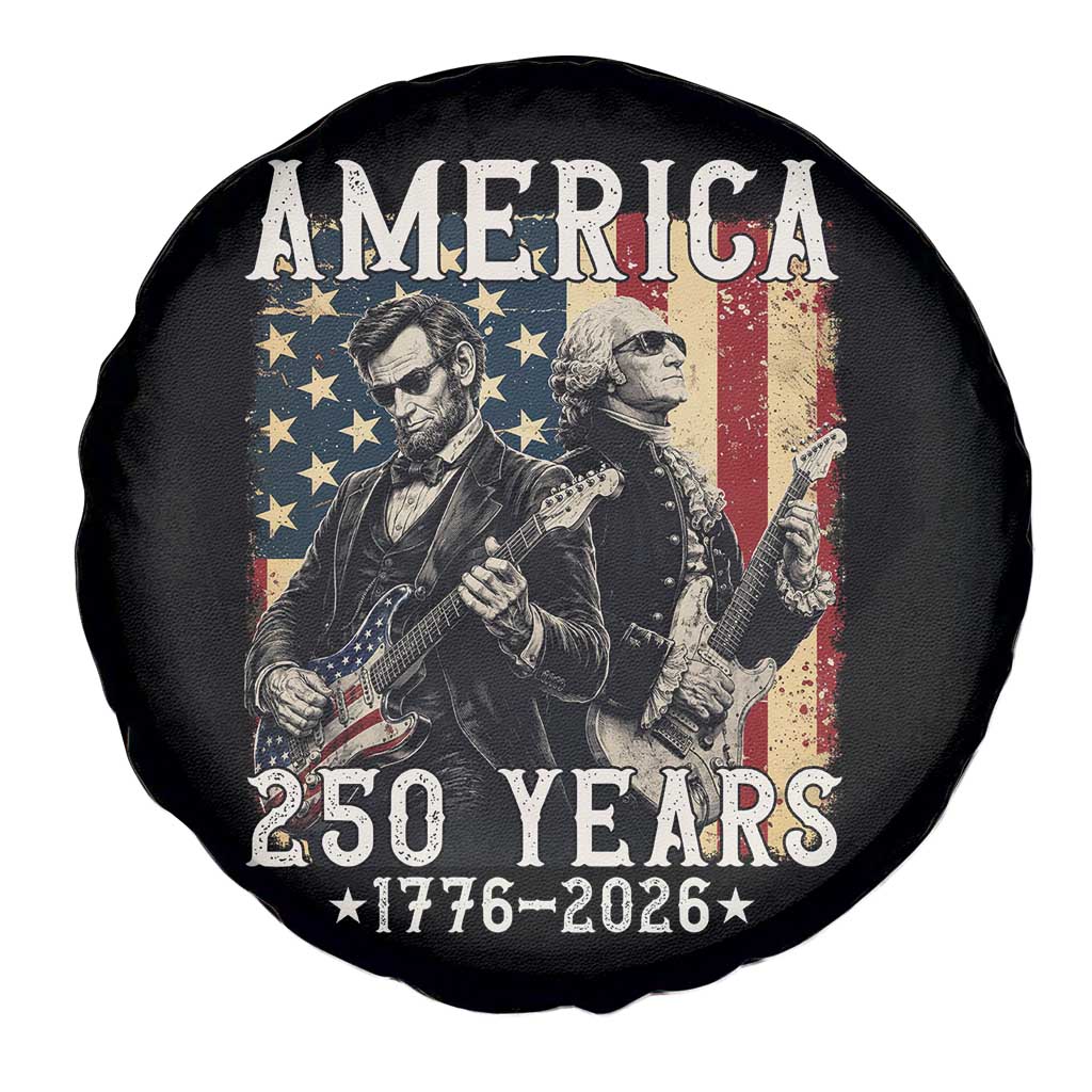 George Washington Abe Lincoln Playing Guitar Spare Tire Cover USA 250th Anniversary Guitarist Graphic TS12 Print Your Wear