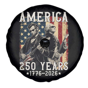 George Washington Abe Lincoln Playing Guitar Spare Tire Cover USA 250th Anniversary Guitarist Graphic TS12 Print Your Wear
