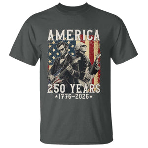 George Washington Abe Lincoln Playing Guitar T Shirt USA 250th Anniversary Guitarist Graphic