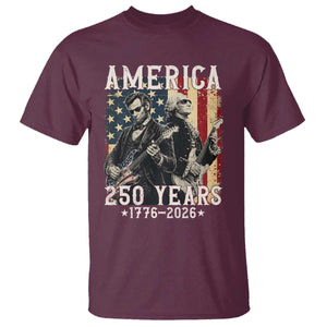 George Washington Abe Lincoln Playing Guitar T Shirt USA 250th Anniversary Guitarist Graphic