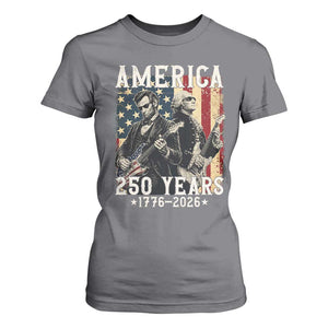 George Washington Abe Lincoln Playing Guitar T Shirt For Women USA 250th Anniversary Guitarist Graphic TS12 Charcoal Print Your Wear