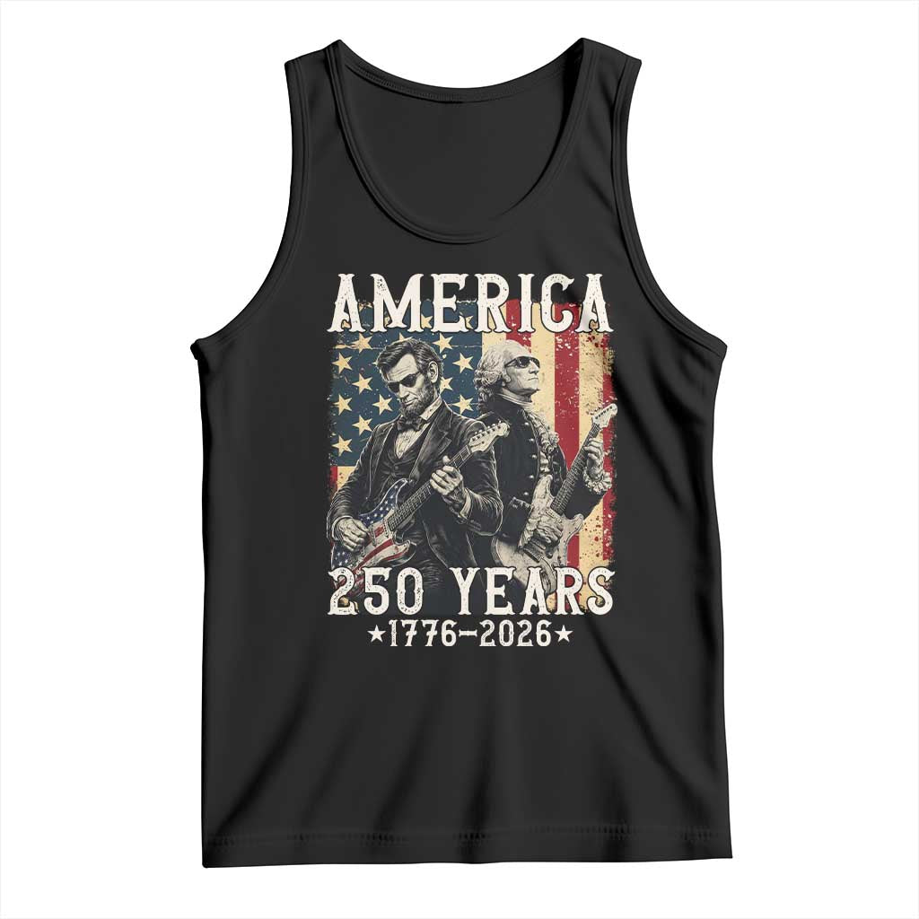 George Washington Abe Lincoln Playing Guitar Tank Top USA 250th Anniversary Guitarist Graphic TS12 Black Print Your Wear