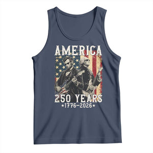 George Washington Abe Lincoln Playing Guitar Tank Top USA 250th Anniversary Guitarist Graphic TS12 Navy Print Your Wear
