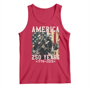 George Washington Abe Lincoln Playing Guitar Tank Top USA 250th Anniversary Guitarist Graphic TS12 Red Print Your Wear