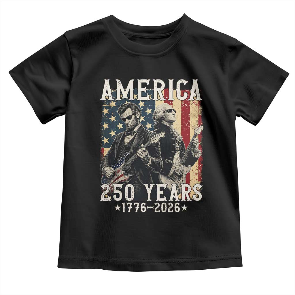 George Washington Abe Lincoln Playing Guitar Toddler T Shirt USA 250th Anniversary Guitarist Graphic TS12 Black Print Your Wear