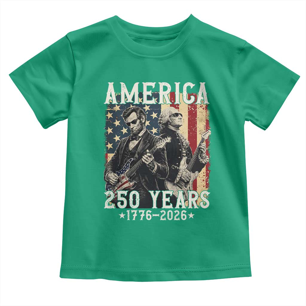 George Washington Abe Lincoln Playing Guitar Toddler T Shirt USA 250th Anniversary Guitarist Graphic TS12 Irish Green Print Your Wear
