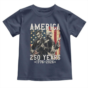 George Washington Abe Lincoln Playing Guitar Toddler T Shirt USA 250th Anniversary Guitarist Graphic TS12 Navy Print Your Wear