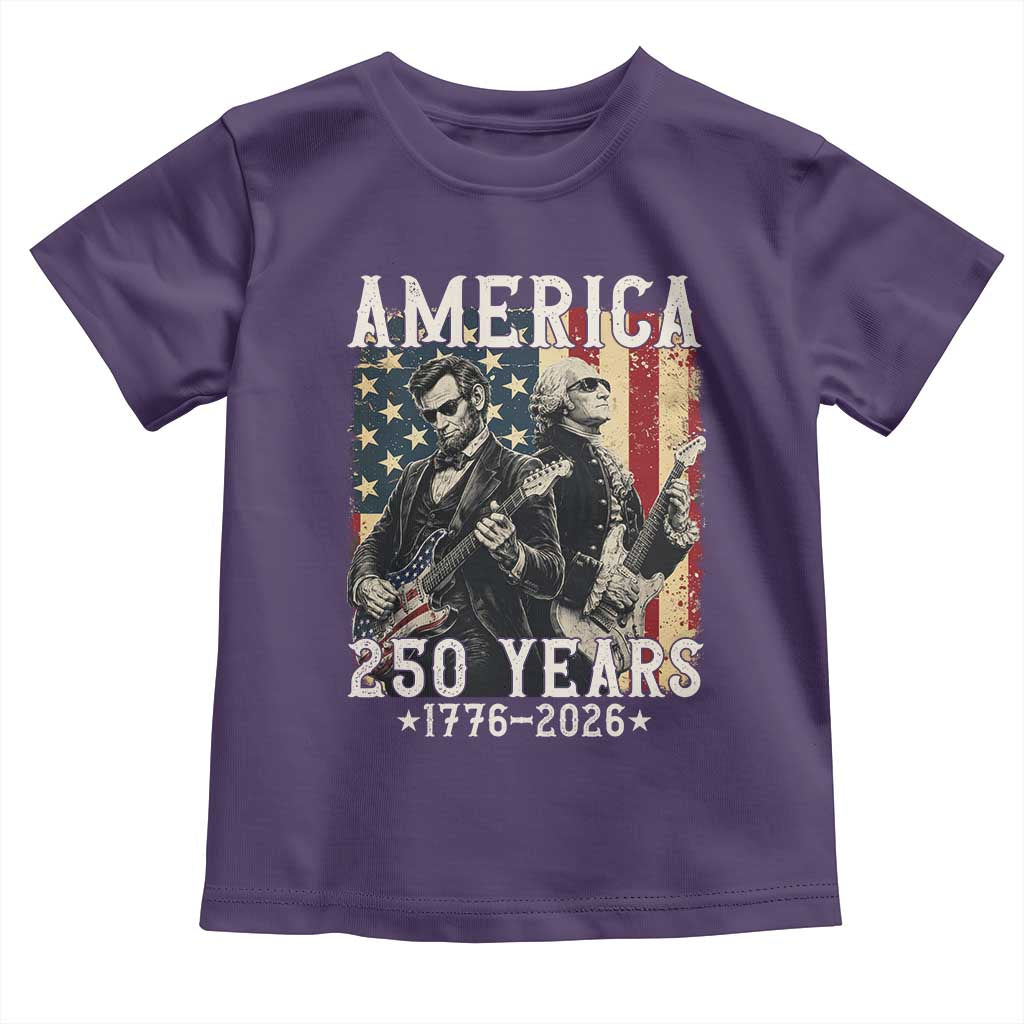 George Washington Abe Lincoln Playing Guitar Toddler T Shirt USA 250th Anniversary Guitarist Graphic TS12 Purple Print Your Wear