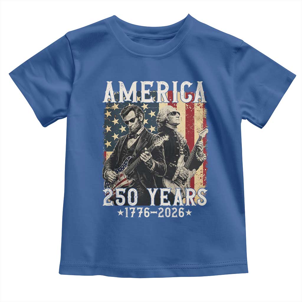George Washington Abe Lincoln Playing Guitar Toddler T Shirt USA 250th Anniversary Guitarist Graphic TS12 Royal Blue Print Your Wear