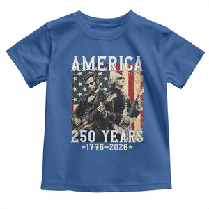 George Washington Abe Lincoln Playing Guitar Toddler T Shirt USA 250th Anniversary Guitarist Graphic TS12 Royal Blue Print Your Wear