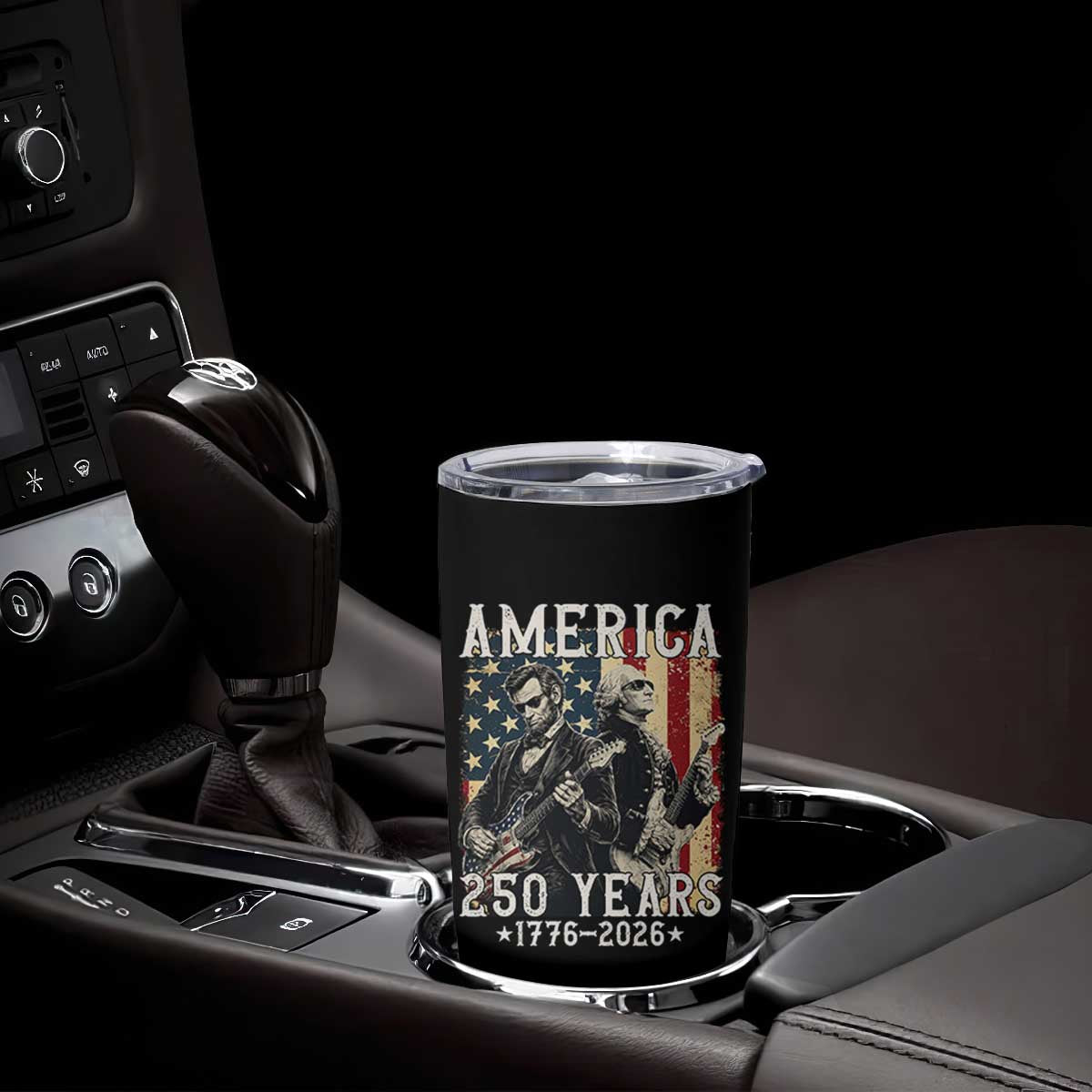 George Washington Abe Lincoln Playing Guitar Tumbler Cup USA 250th Anniversary Guitarist Graphic TS12 Print Your Wear
