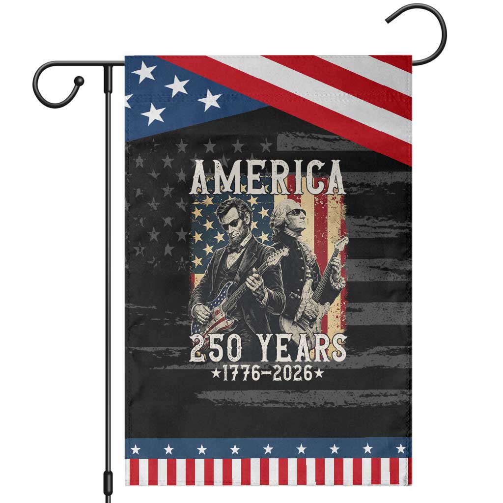George Washington Abe Lincoln Playing Guitar Patriotic Garden Flag USA 250th Anniversary Guitarist Graphic