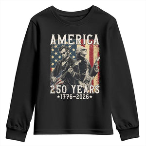 George Washington Abe Lincoln Playing Guitar Youth Sweatshirt USA 250th Anniversary Guitarist Graphic TS12 Black Print Your Wear