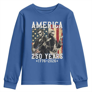 George Washington Abe Lincoln Playing Guitar Youth Sweatshirt USA 250th Anniversary Guitarist Graphic TS12 Royal Blue Print Your Wear