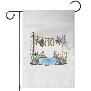 10th Birthday Fishing Garden Flag Fisherman Birthday Party Gift TS12 White Print Your Wear