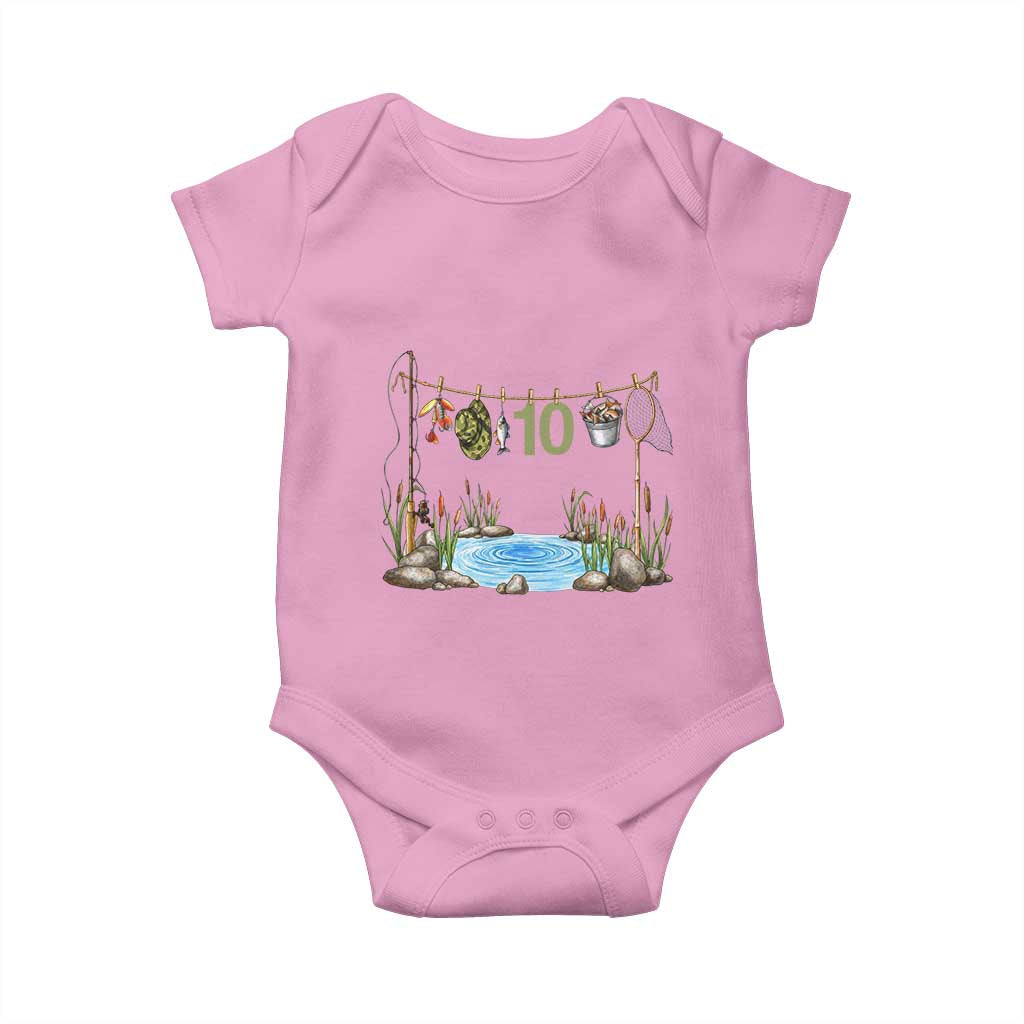 10th Birthday Fishing Baby Onesie Fisherman Birthday Party Gift TS12 Light Pink Print Your Wear