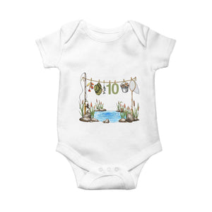 10th Birthday Fishing Baby Onesie Fisherman Birthday Party Gift TS12 White Print Your Wear