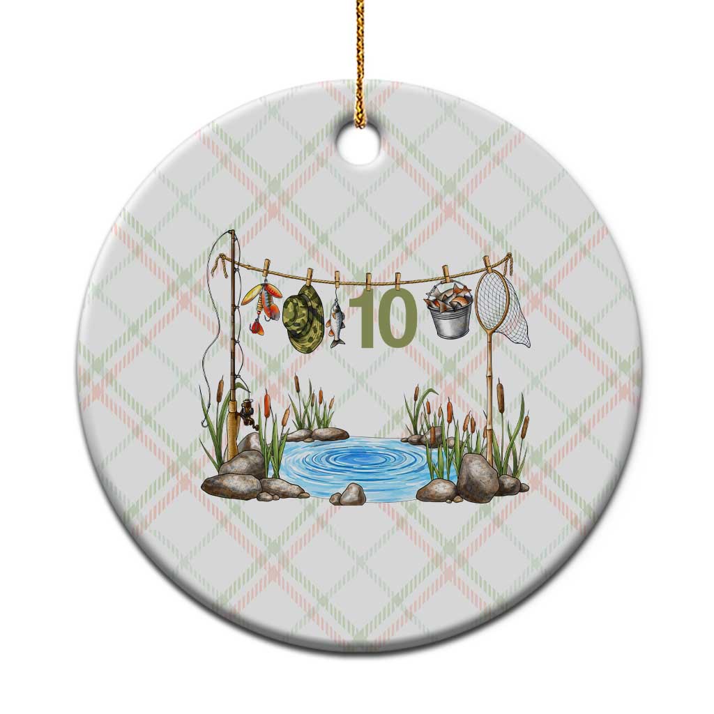 10th Birthday Fishing Ceramic Ornament Fisherman Birthday Party Gift TS12 1pc Christmas Plaid Print Your Wear