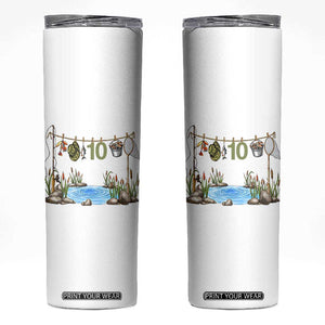 10th Birthday Fishing Skinny Tumbler Fisherman Birthday Party Gift TS12 White Print Your Wear