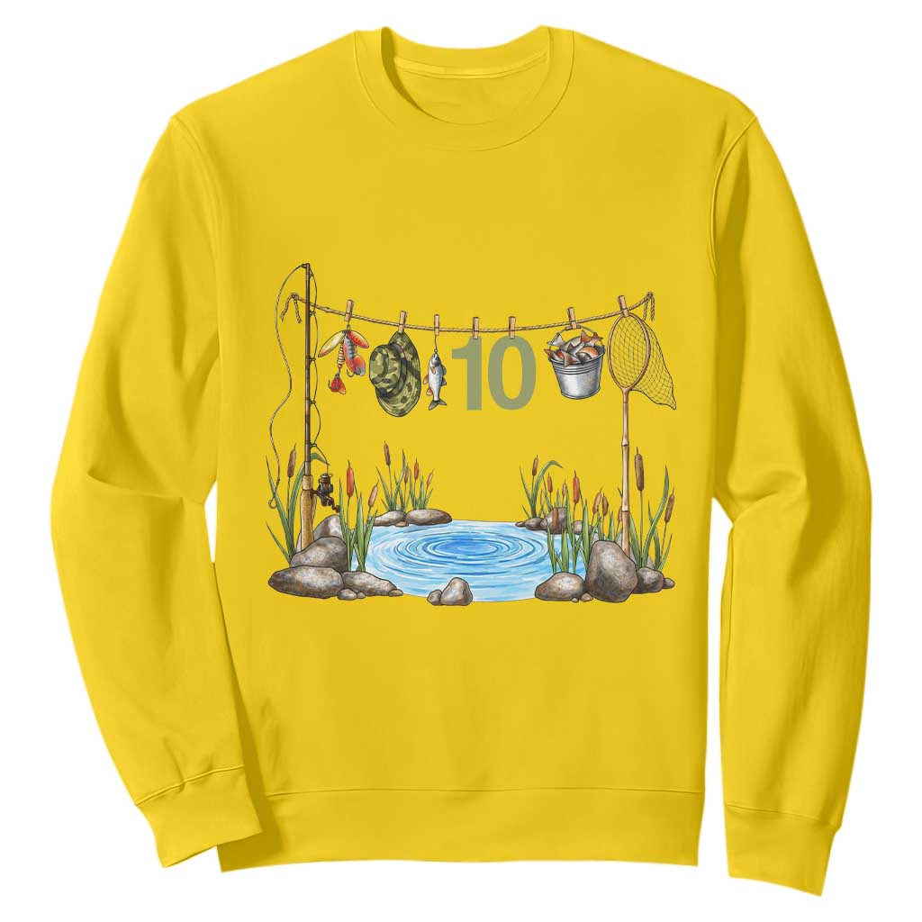 10th Birthday Fishing Sweatshirt Fisherman Birthday Party Gift TS12 Daisy Print Your Wear