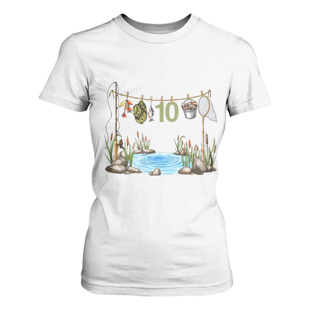 10th Birthday Fishing T Shirt For Women Fisherman Birthday Party Gift TS12 White Print Your Wear