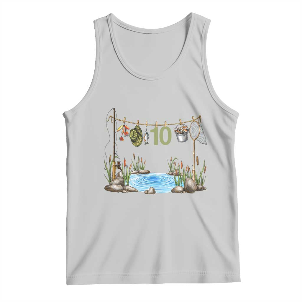 10th Birthday Fishing Tank Top Fisherman Birthday Party Gift TS12 Ash Print Your Wear