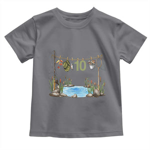 10th Birthday Fishing Toddler T Shirt Fisherman Birthday Party Gift TS12 Charcoal Print Your Wear