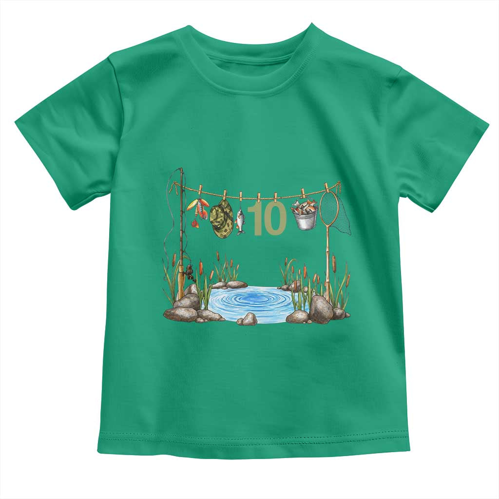 10th Birthday Fishing Toddler T Shirt Fisherman Birthday Party Gift TS12 Irish Green Print Your Wear