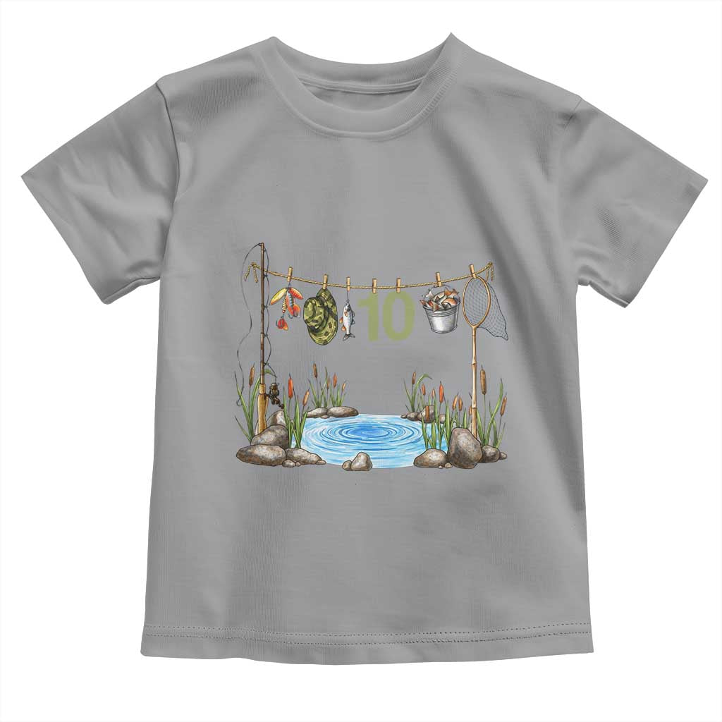 10th Birthday Fishing Toddler T Shirt Fisherman Birthday Party Gift TS12 Sport Gray Print Your Wear