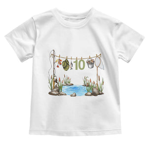 10th Birthday Fishing Toddler T Shirt Fisherman Birthday Party Gift TS12 White Print Your Wear