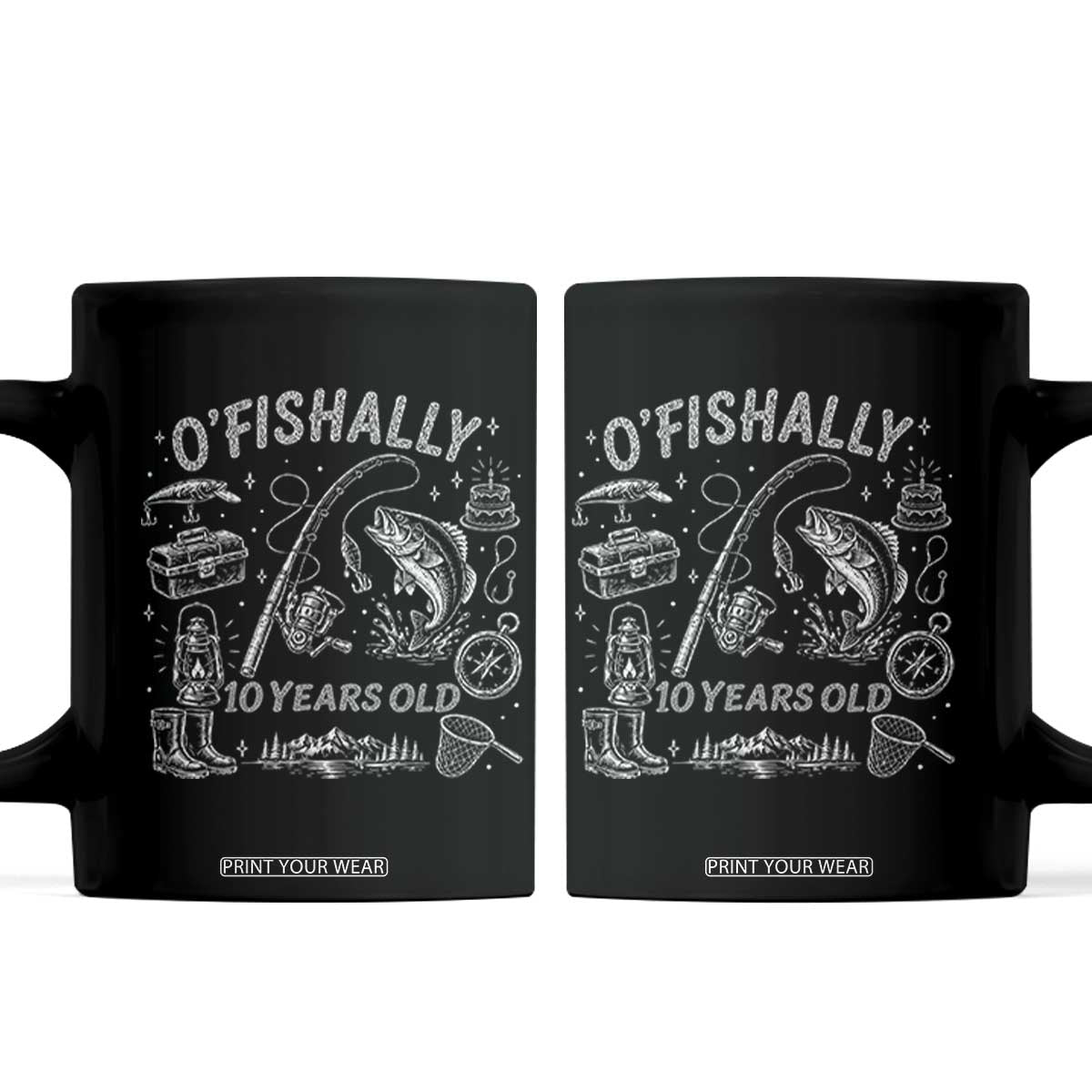 O'Fishally 10 Years Old Coffee Mug Funny Fisherman Birthday Graphic